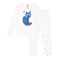 Petit Bateau - Organik pamuklu kedi pijaması | Beyaz