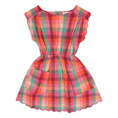 Jenest - Kiki Dress, Organic Cotton Checkered | Fuchsia