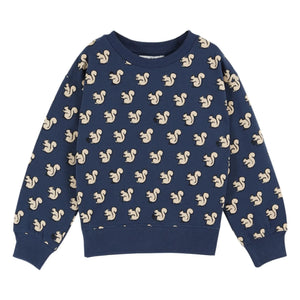 Emile et Ida - Squirrels Organic Cotton Sweatshirt | Night Blue
