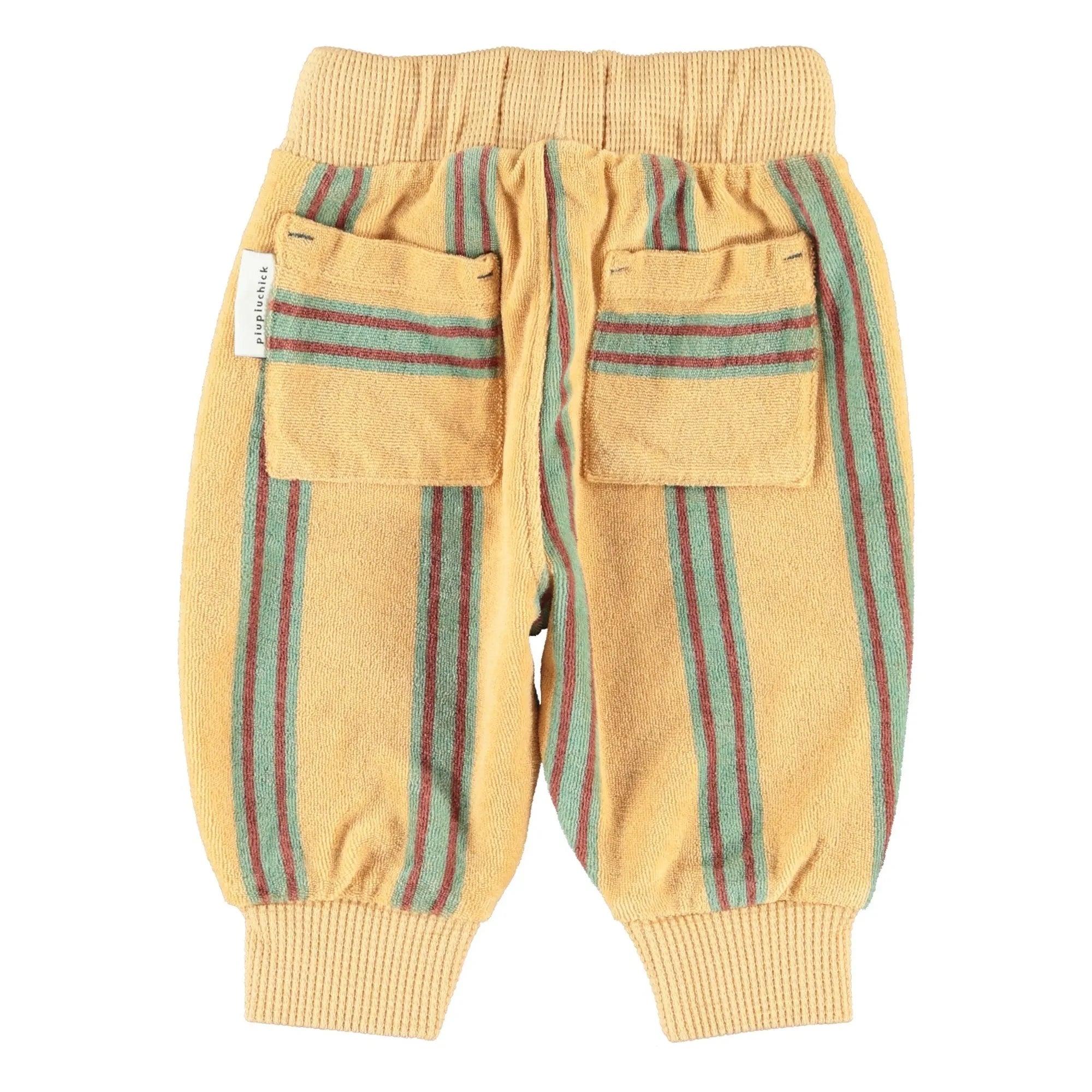 Piupiuchick - Organik pamuk havlu çizgili jogger pantolon | Sarı