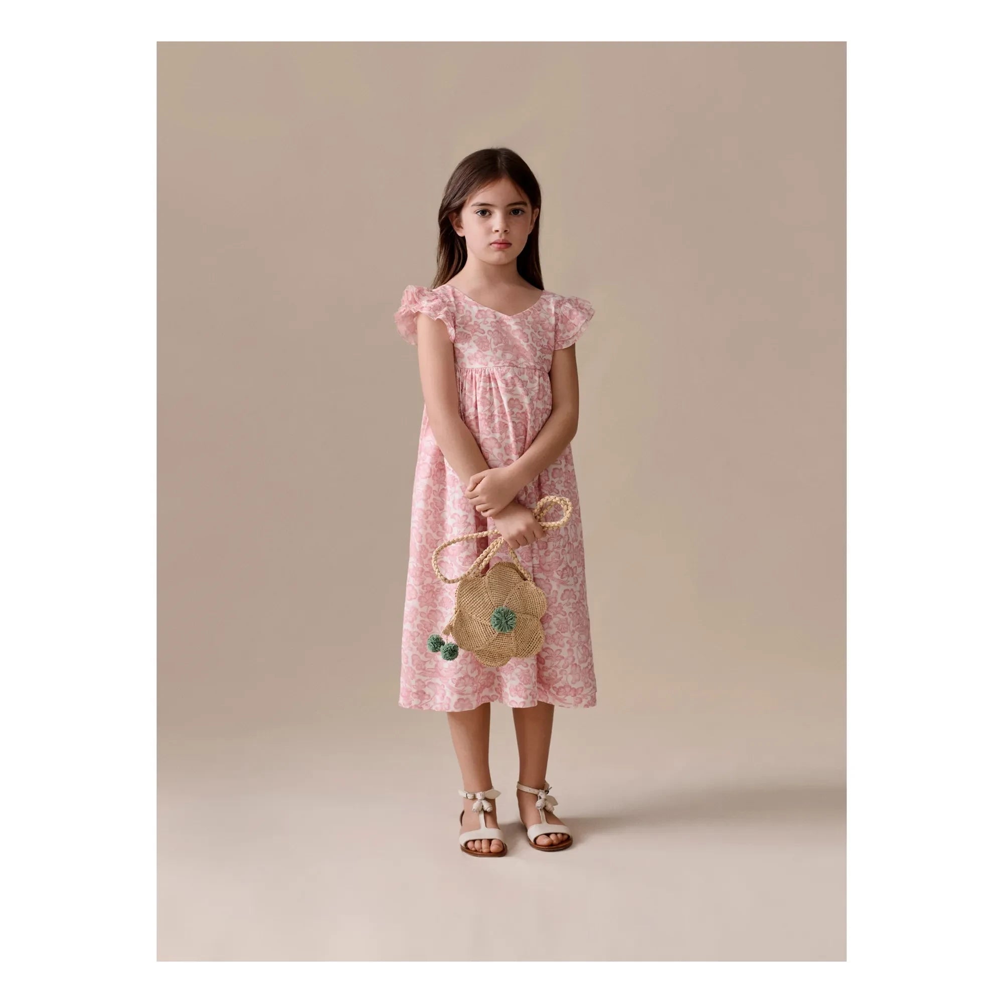 Bonpoint - Galantine Fleurie Elbise | Pudra pembesi