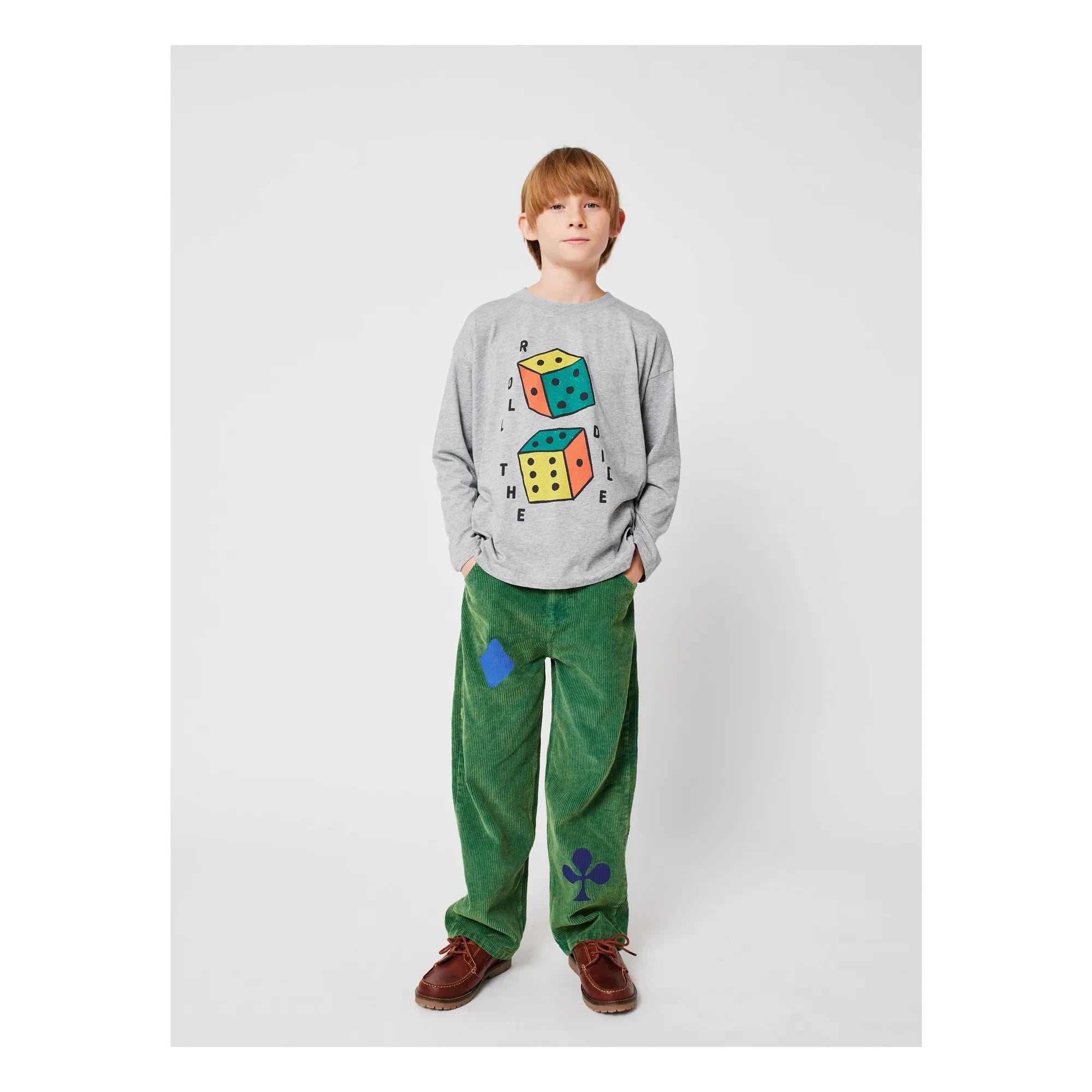 Bobo Choses - Roll The Dice Long Sleeve T-Shirt Organic Cotton | Grey Melange