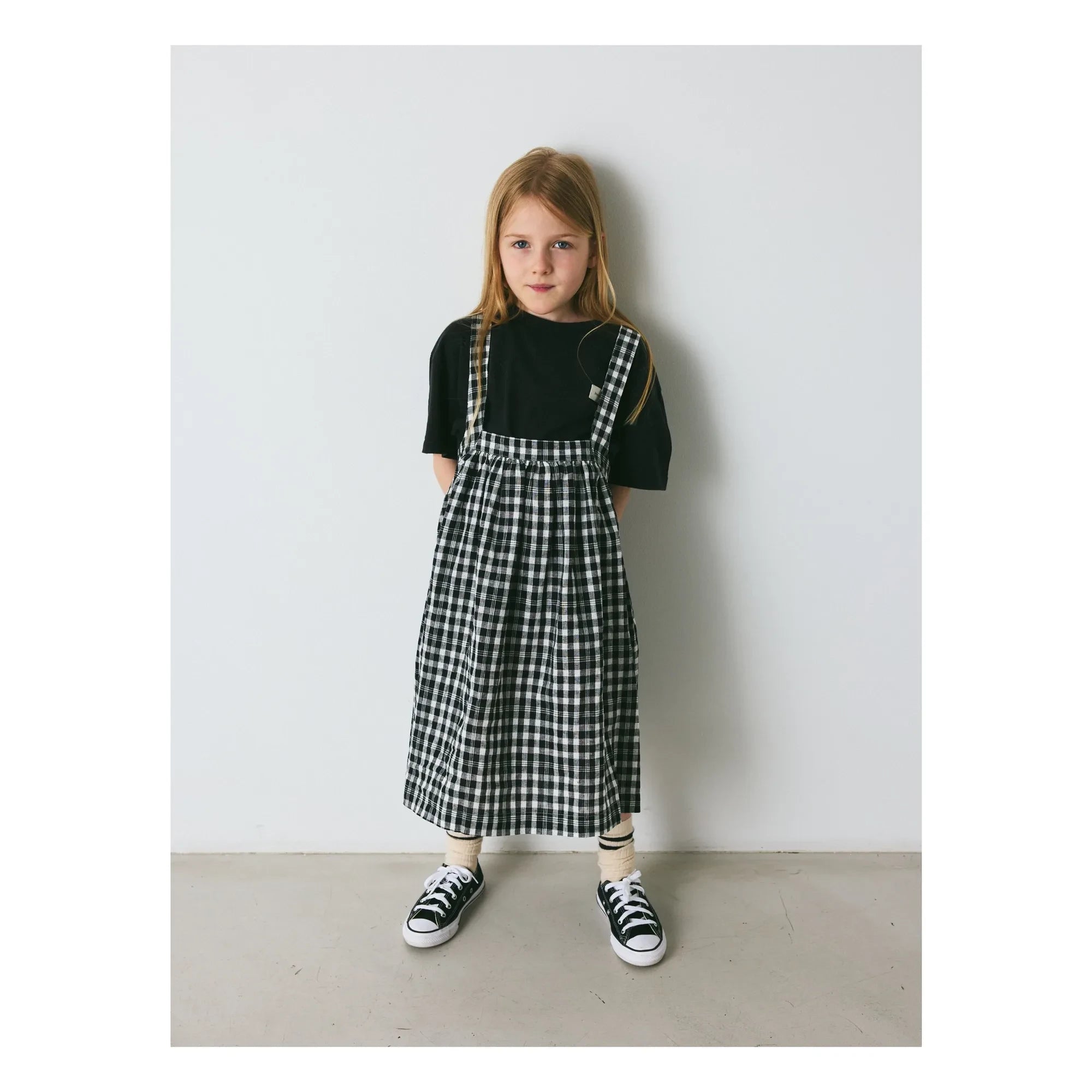 brunobruno nation - Emily Dress Linen and Organic Cotton Check | Black