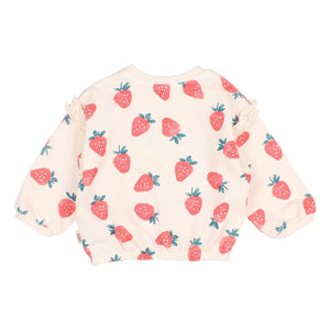 Búho - Strawberry Printed Organic Cotton | Light Pink