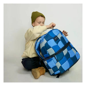 State Bags - Kane Karierter Rucksack mit zwei Taschen | Blau