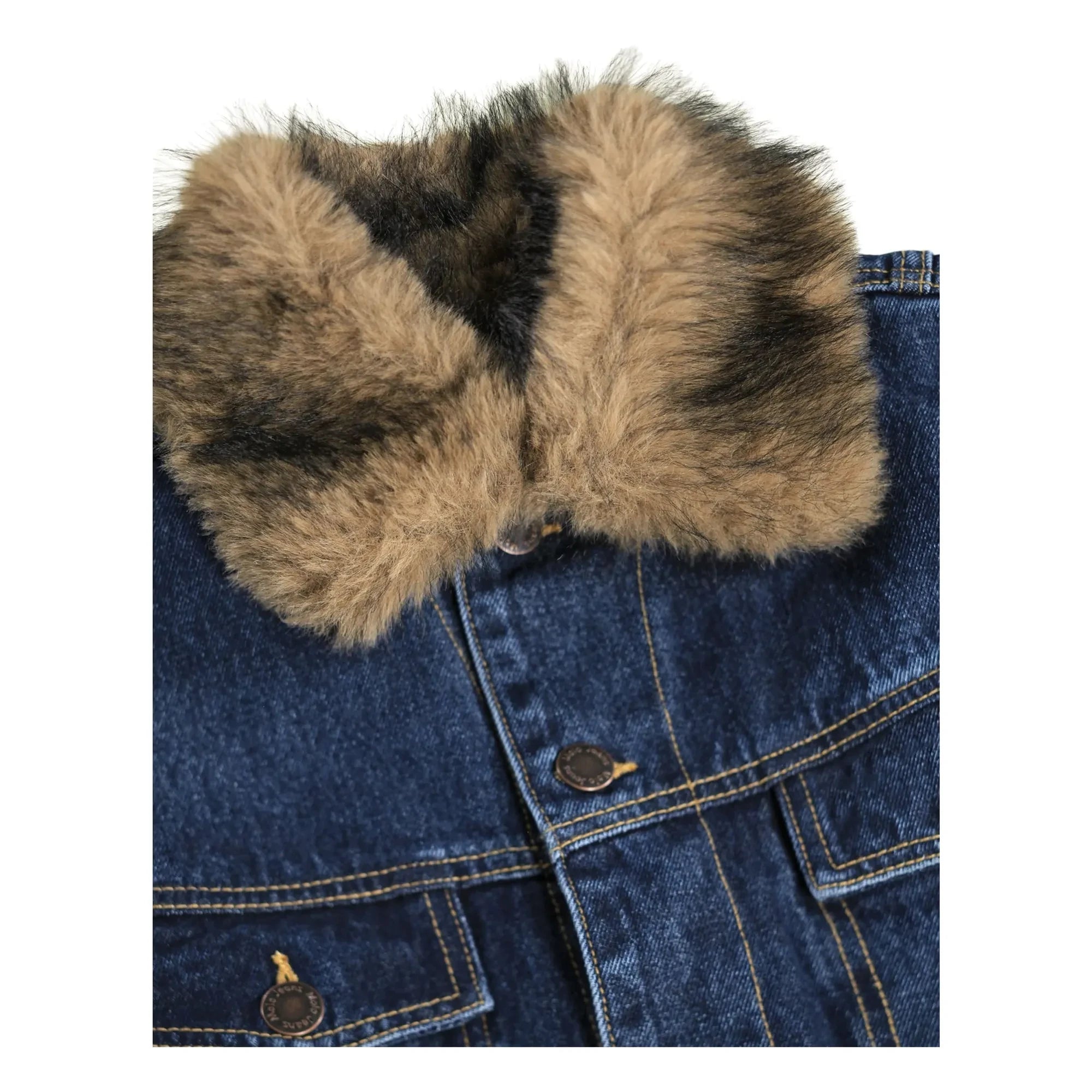 Molo - Hiroie Denim Organik Pamuk Kürk Yakalı Ceket | Mavi