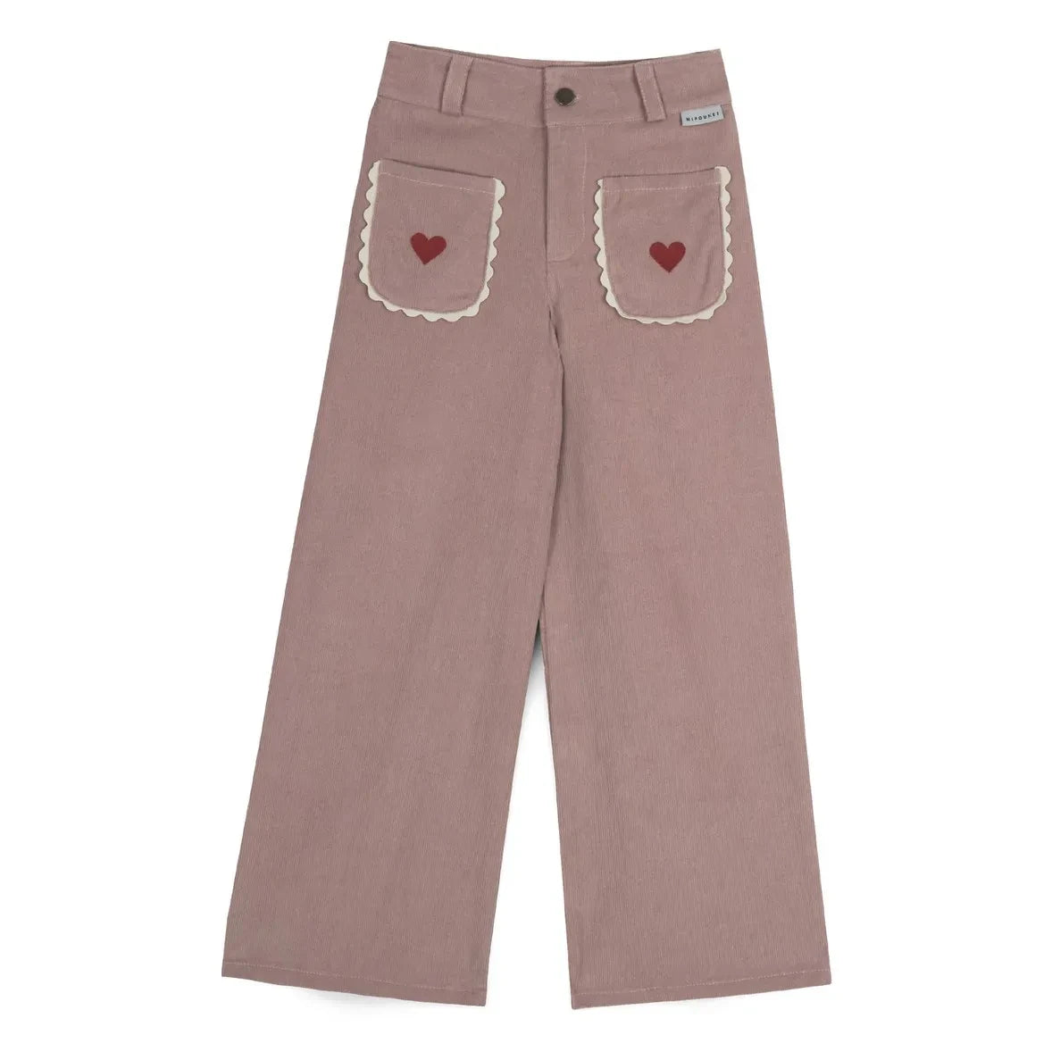 Mipounet - Géraldine Hearts Kadife Pantolon | Soluk Pembe