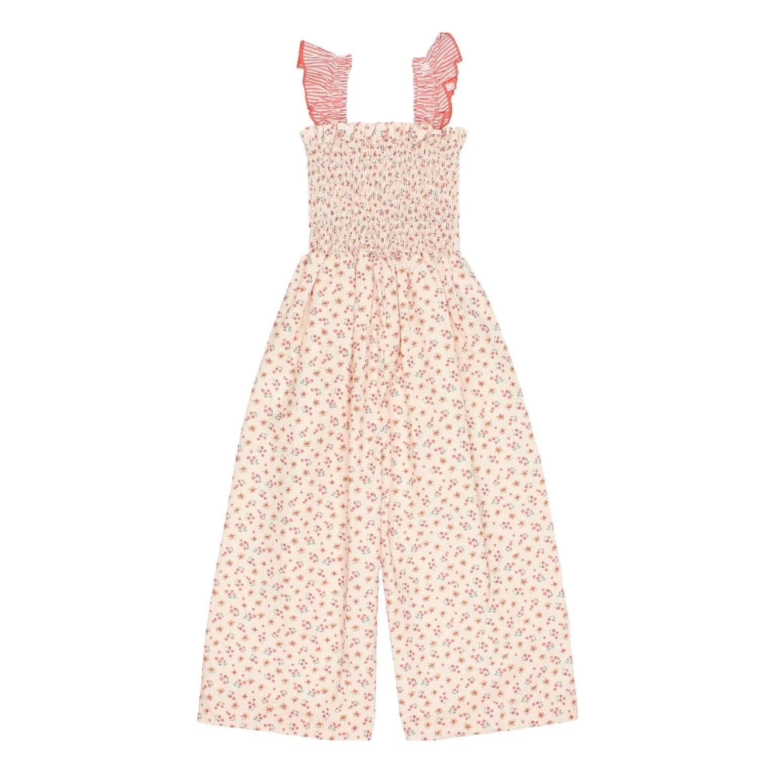 Búho - Seersucker Floral Romper | Peach