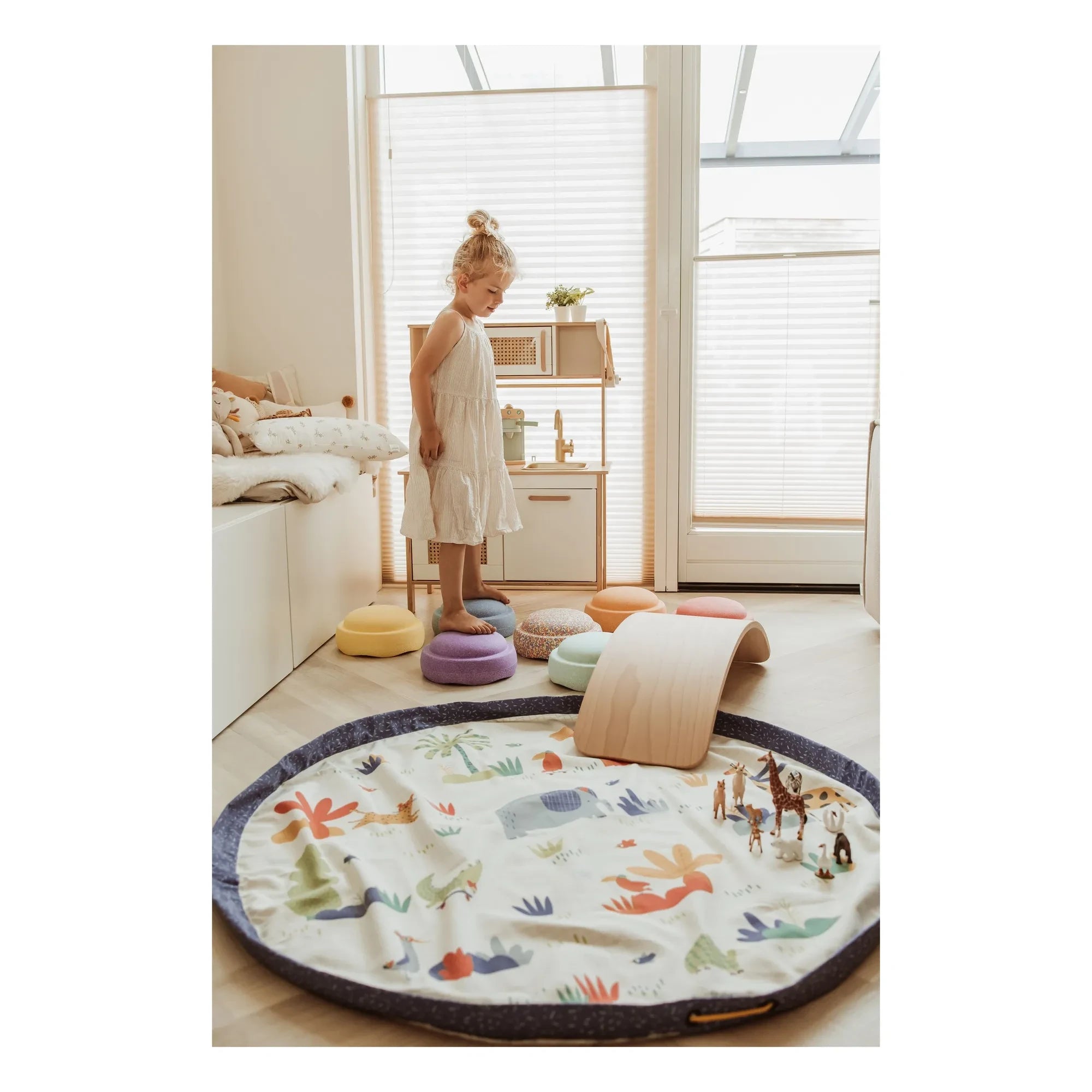 Play and Go - Noomad Puce et Pilou Tasche/Spielmatte - Play&Go x Moulin Roty | Blau