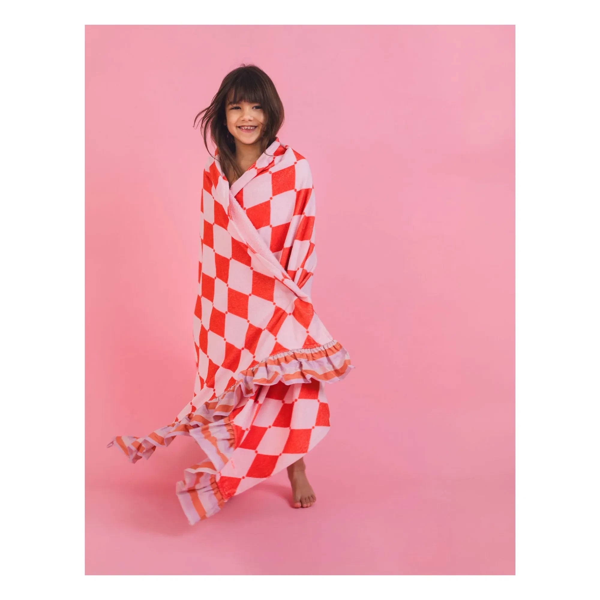 Jera Mini - Pestemal-Handtuch mit Rüschen Losange Terry-Stoff | Rosa
