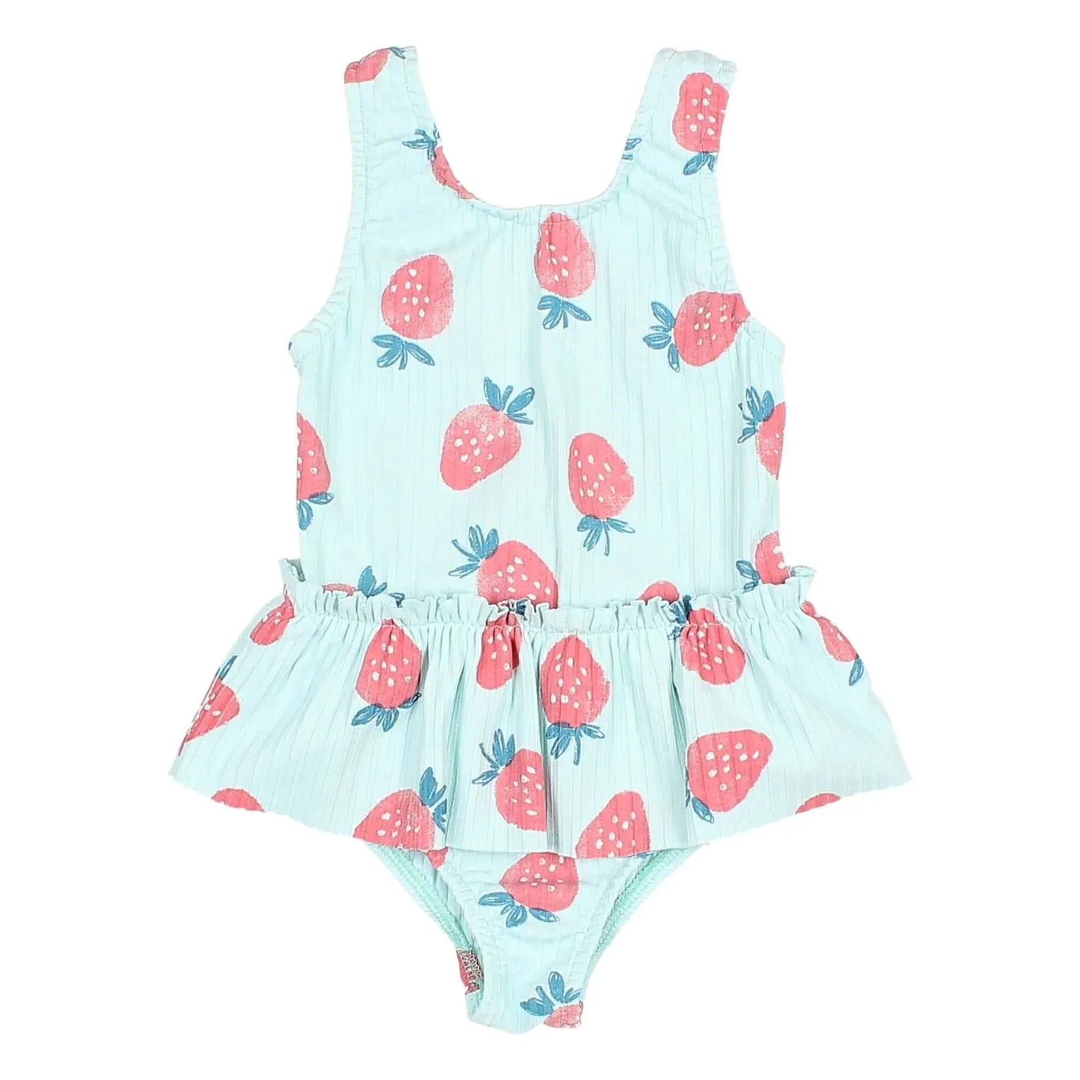 Búho - Baby-Badeanzug mit Kordelzug und Erdbeermuster | Aqua