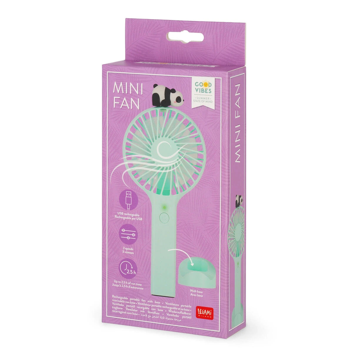 Legami - Wiederaufladbarer tragbarer Ventilator mit Basis - Mini-Ventilator