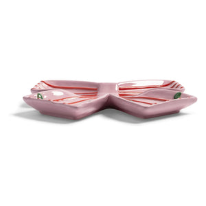 &Klevering - Gestreiftes Tablett | Pink