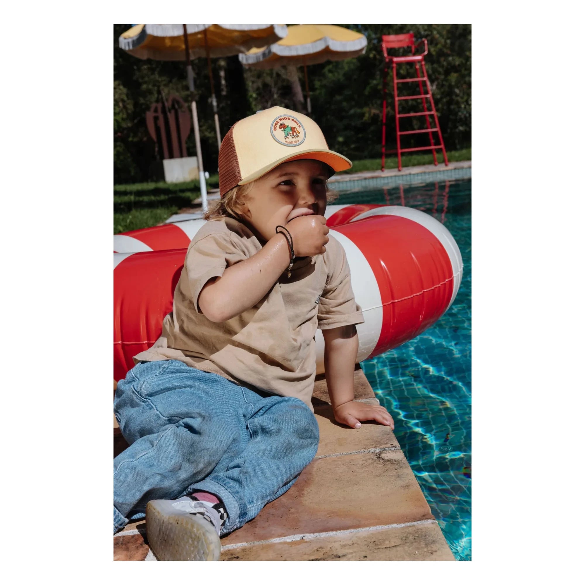 Hello Hossy - Trucker Rolling Pony Kappe aus Bio-Baumwolle mit gebogenem Schirm | Beige