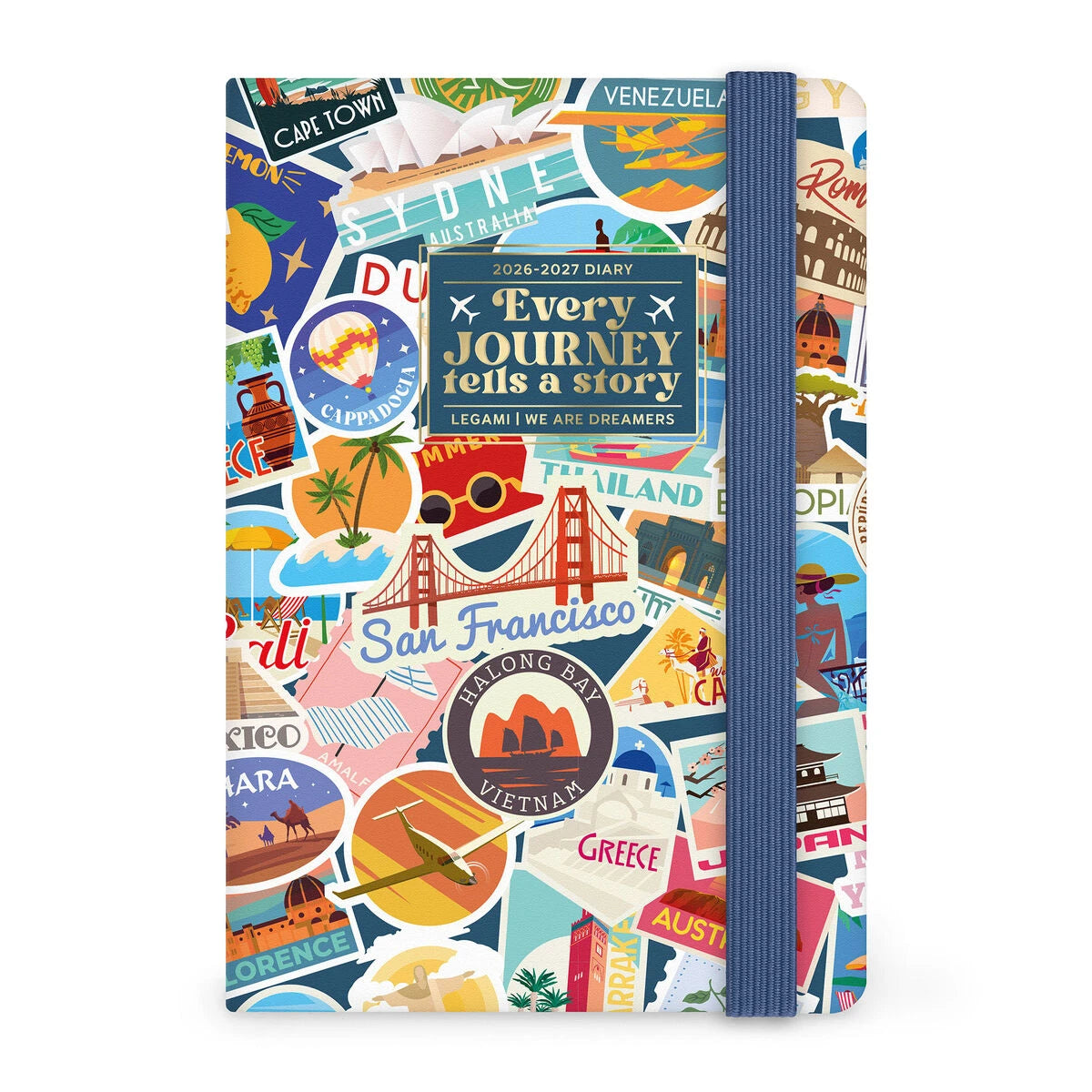 Legami - 16-Month Weekly Photo Diary for 2026/2027 - Travel Stickers - Small with Notebook
