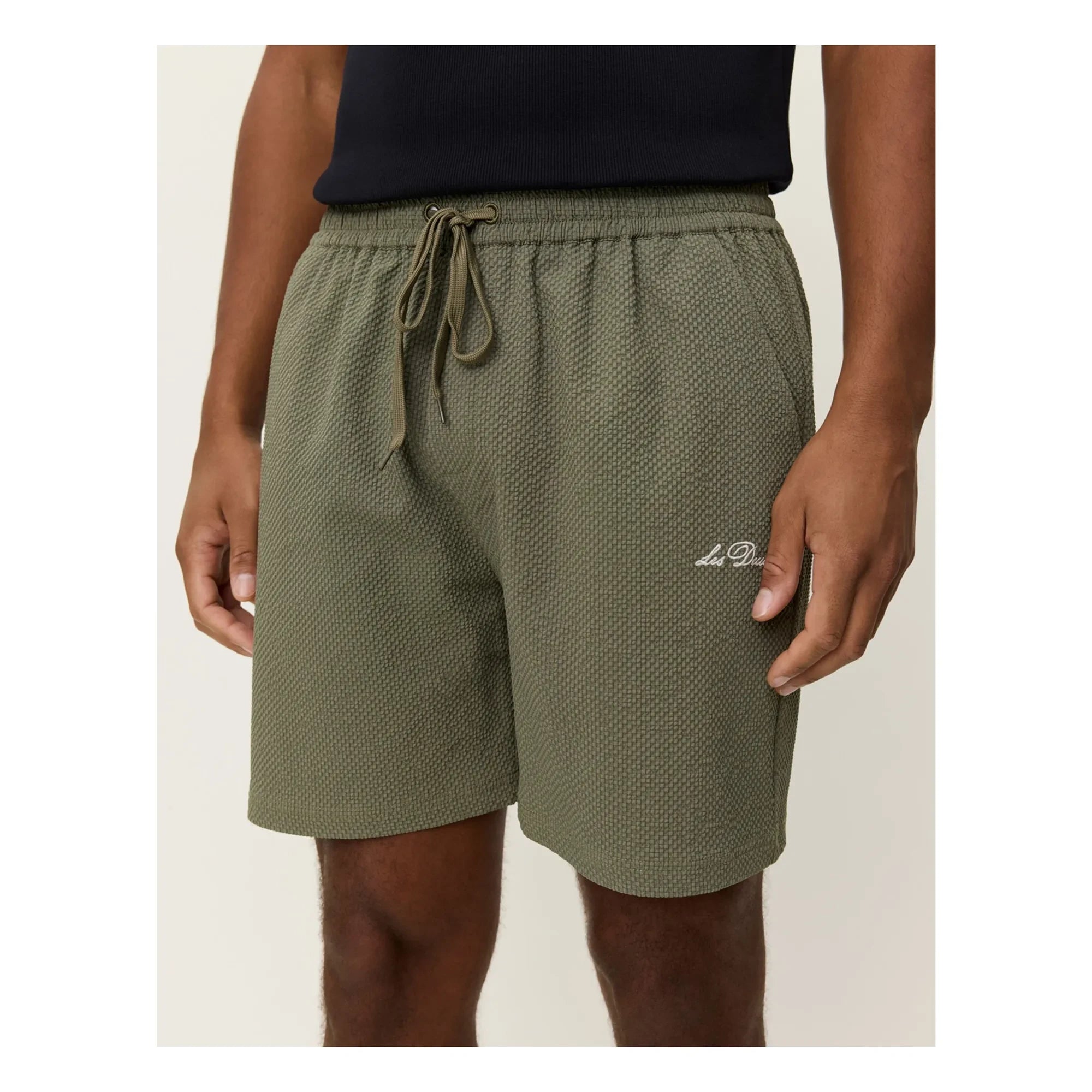 Les Deux - Stan Seersucker Badeshorts | Khaki