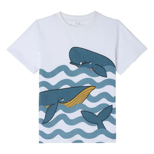 Stella McCartney Kids - Whales & Waves Organic Cotton T-Shirt | Blue