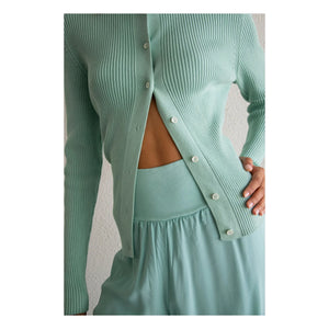 THEAVANT - Saint Etienne Ribbed Cardigan | Greenish Blue