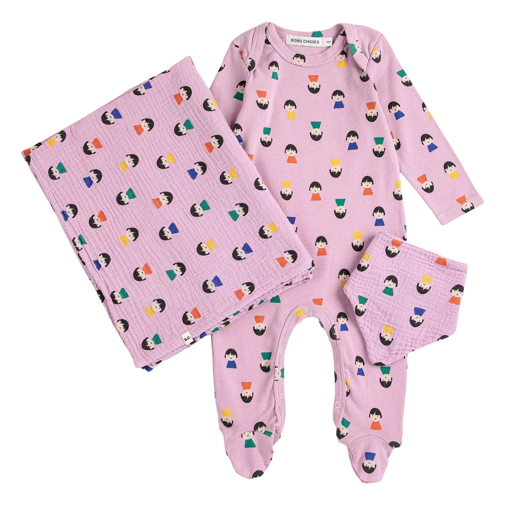 Bobo Choses - Pijama Uzun ve Bib Piyon Seti | Lila