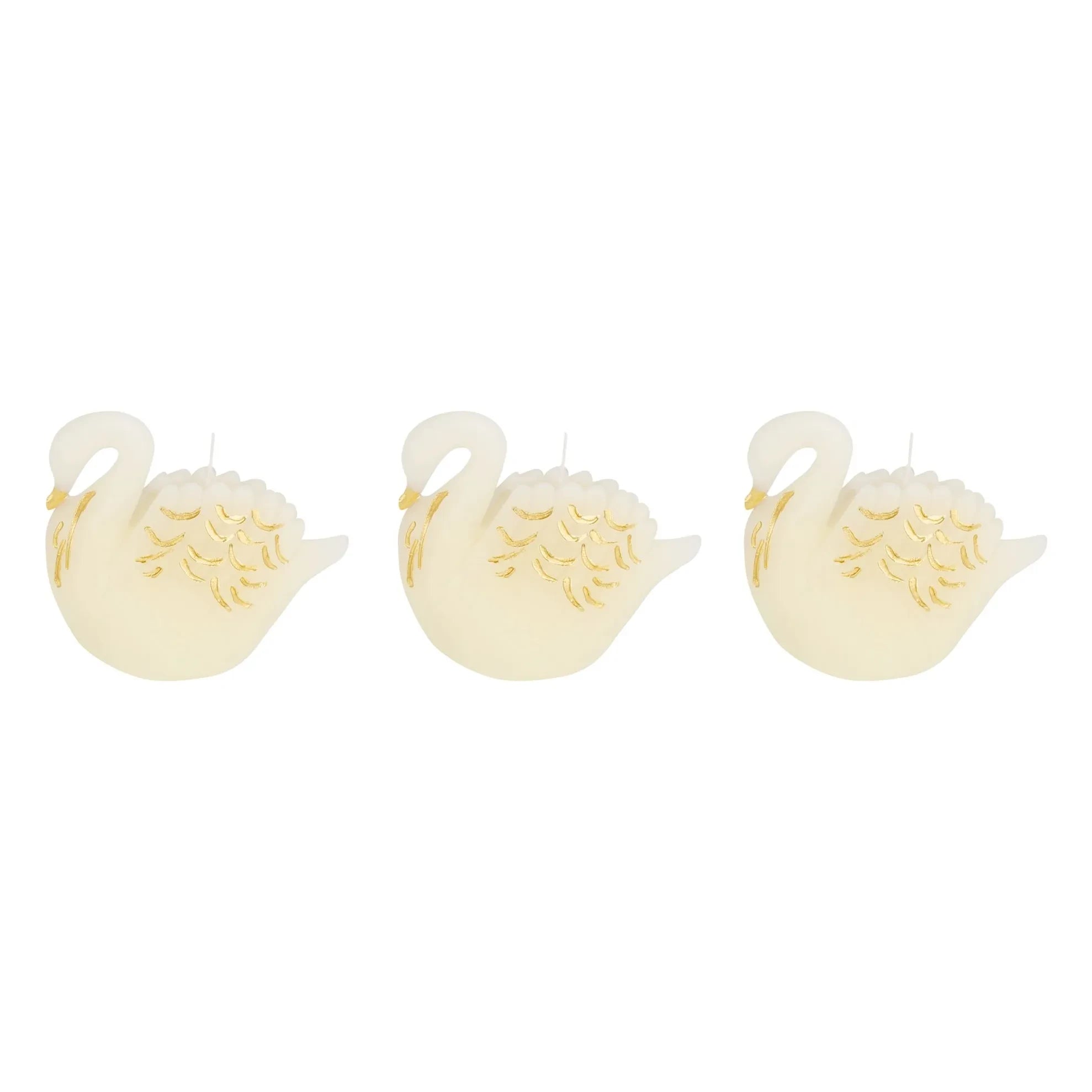 Meri Meri - Swan mumlar - 3'lü Set | Ecru
