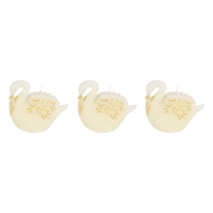 Meri Meri - Swan mumlar - 3'lü Set | Ecru