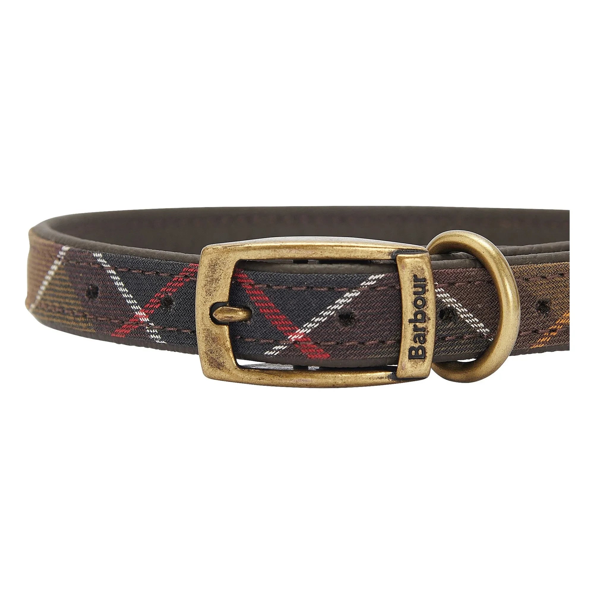 Barbour - Ekose köpek tasması | Koyu bej kahverengi