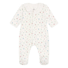 Petit Bateau - Organik Pamuk Bolette Ayaklı Pijama | Beyaz