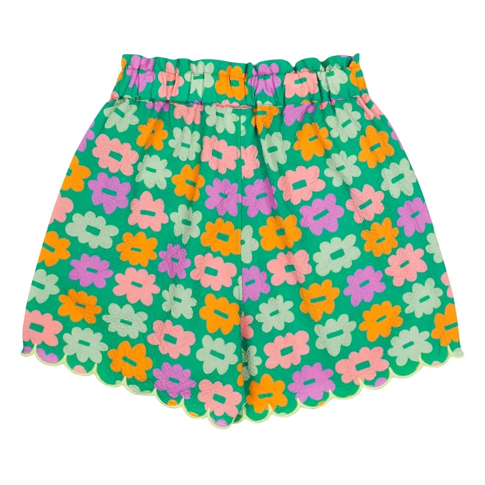 Jelly Mallow - Green Floral Seersucker Shorts