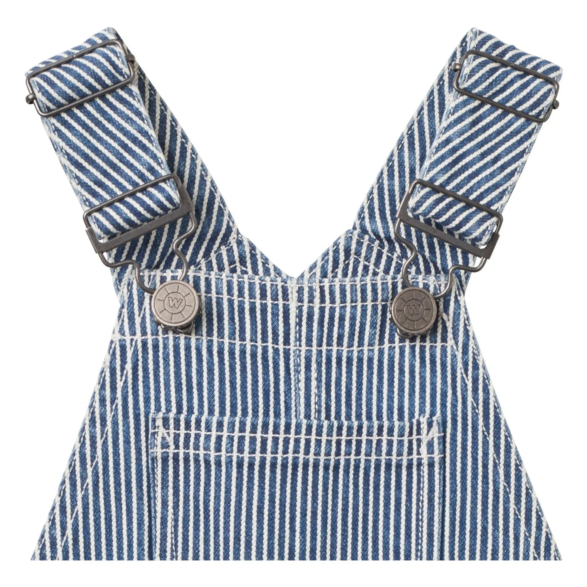 Wheat - Striped Denim Organic Cotton Jumpsuit | Blue
