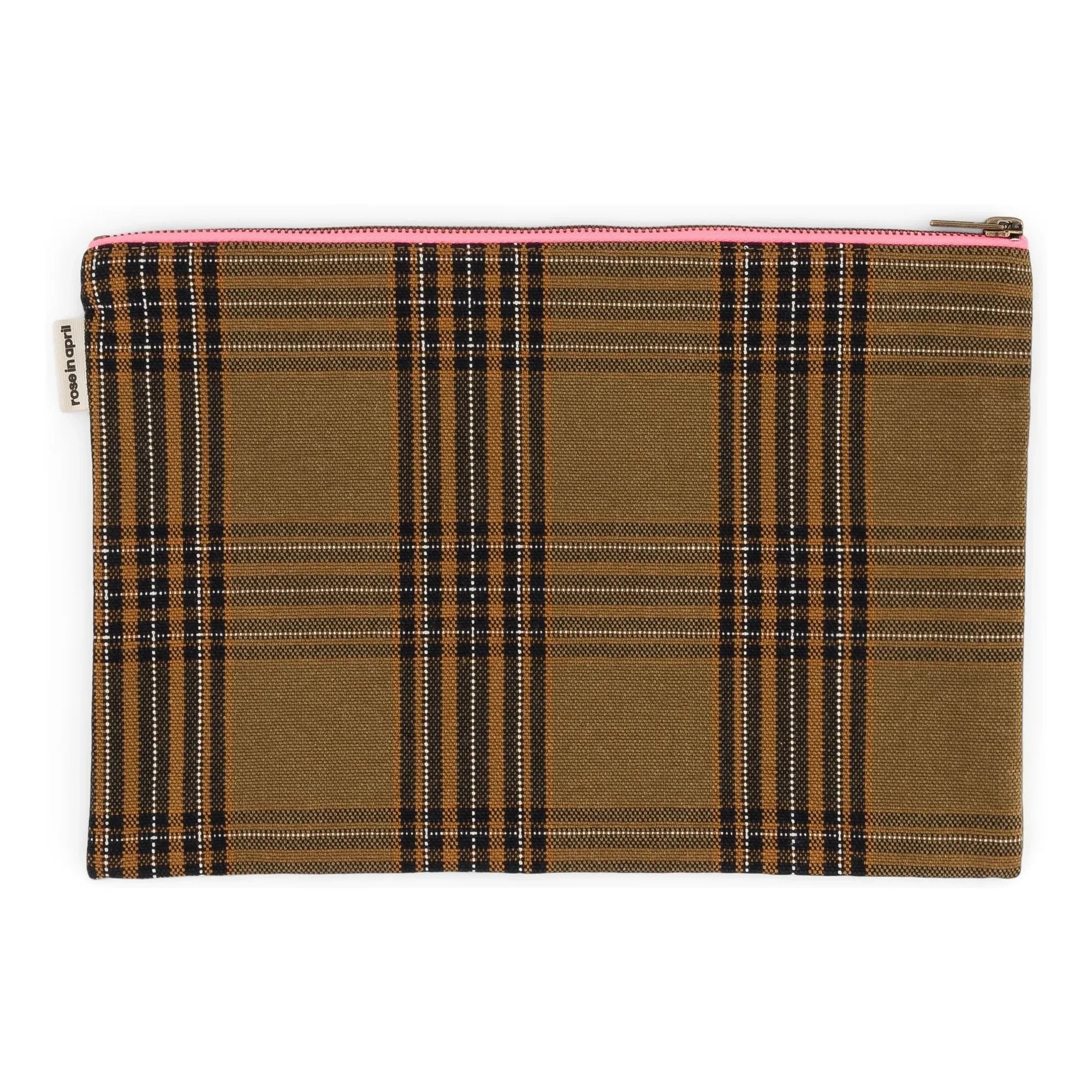 Rose in April - Lili Tartan clutch çanta | Kahverengi