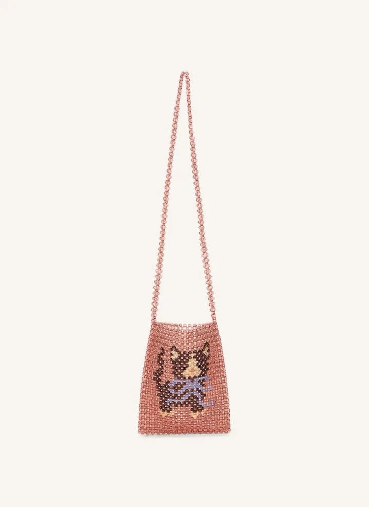 Konges Sløjd - Pembe Kedi Boncuk Çanta