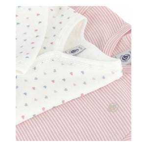 Petit Bateau - Schlafanzug-Set mit Herzmuster aus Bio-Baumwolle, 2er-Pack | Weiß