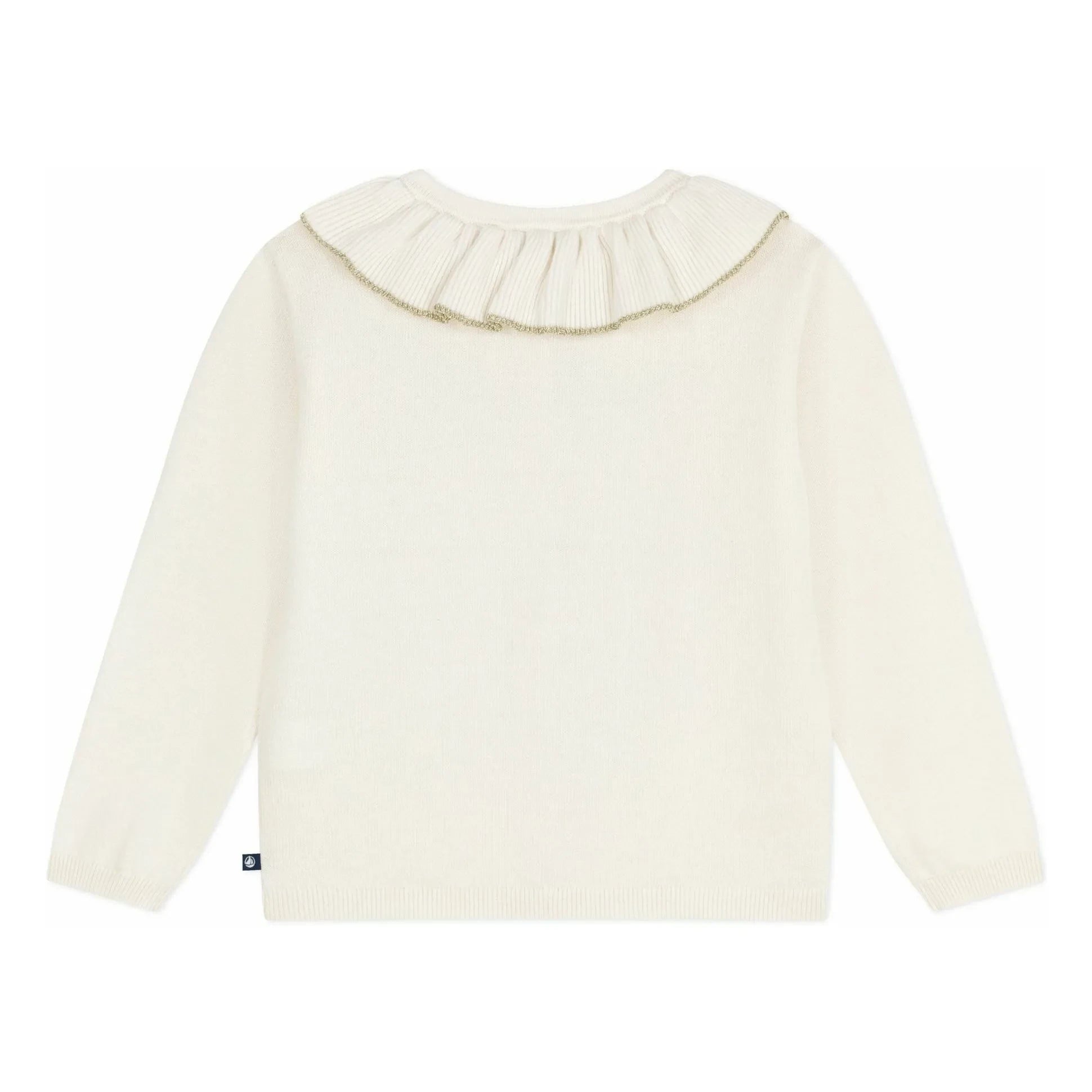 Petit Bateau - Glitzernder Wollkragen-Weste | Ecru