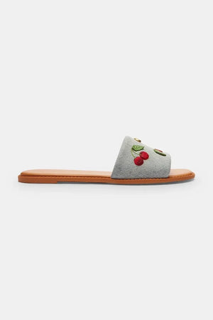 Coach düz tabanlı kadın pamuklu Holly Denim Cherries Sandalet