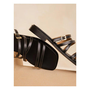 Bobbies - Isys Ledersandalen | Schwarz