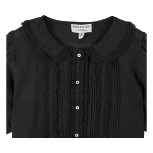 Emile et Ida - Vintage Dantel Pamuk Bluz | Siyah