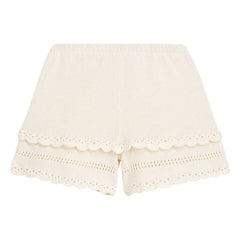 Louise Misha - Mekylane Checked Perforated Shorts | Cream