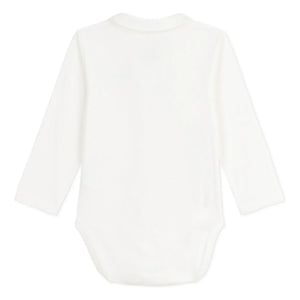 Petit Bateau - Organic Cotton Flower-Embroidered Collar Bodysuit | White