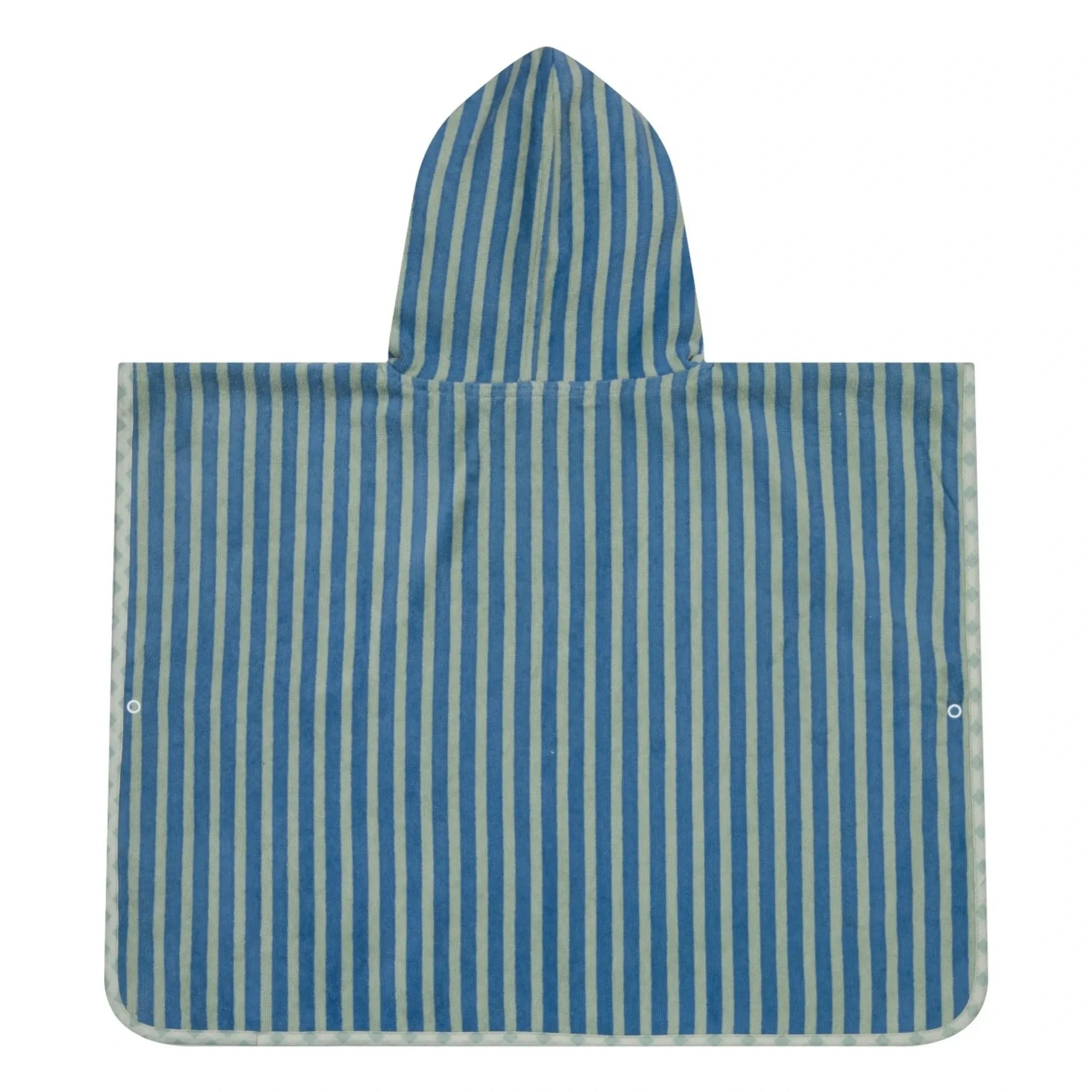 Jera Mini - Gestreifter Handtuch-Bademantel-Poncho | Grün Wasser