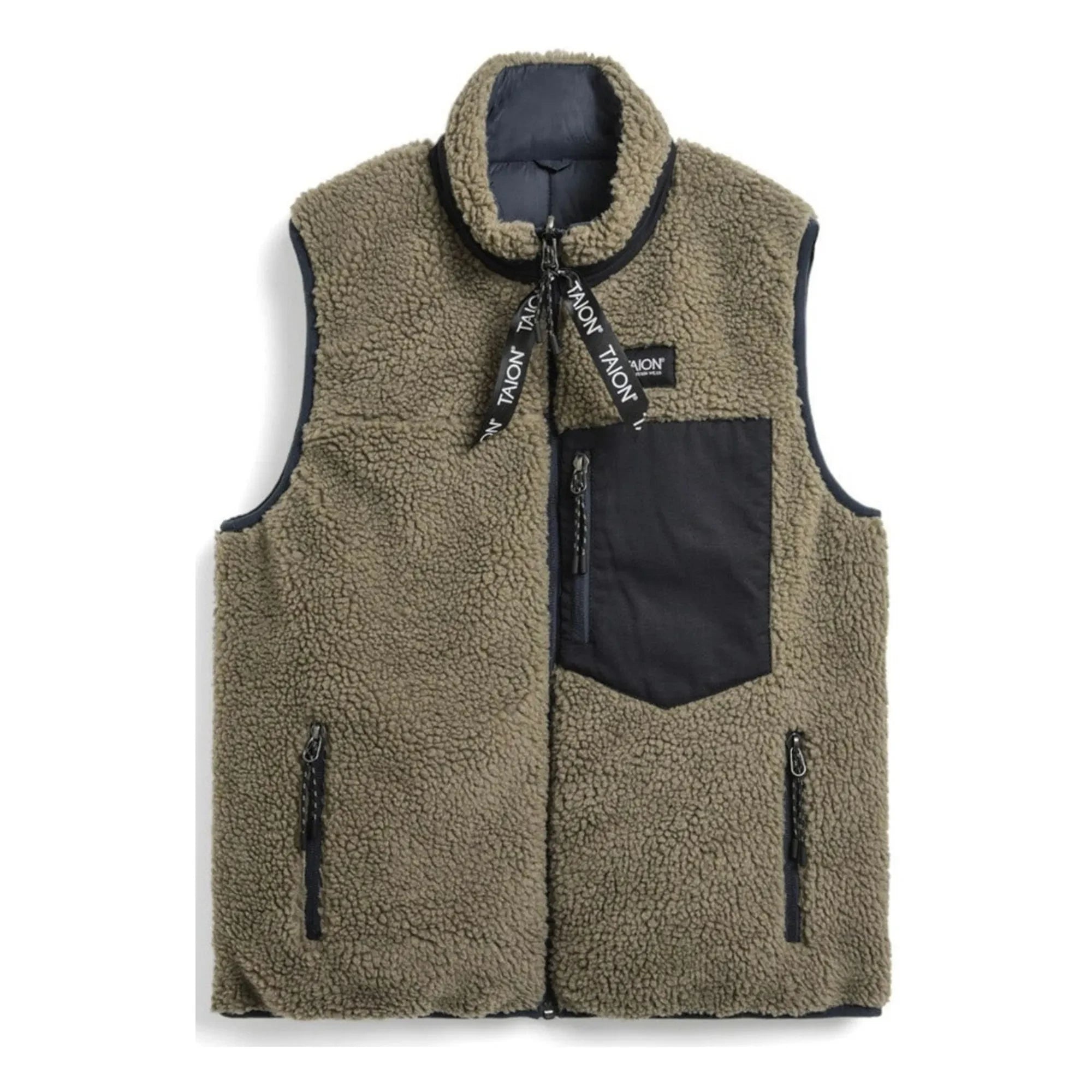 Taion - Unisex Double-Sided Boa Puffer Vest | Navy - Off-White