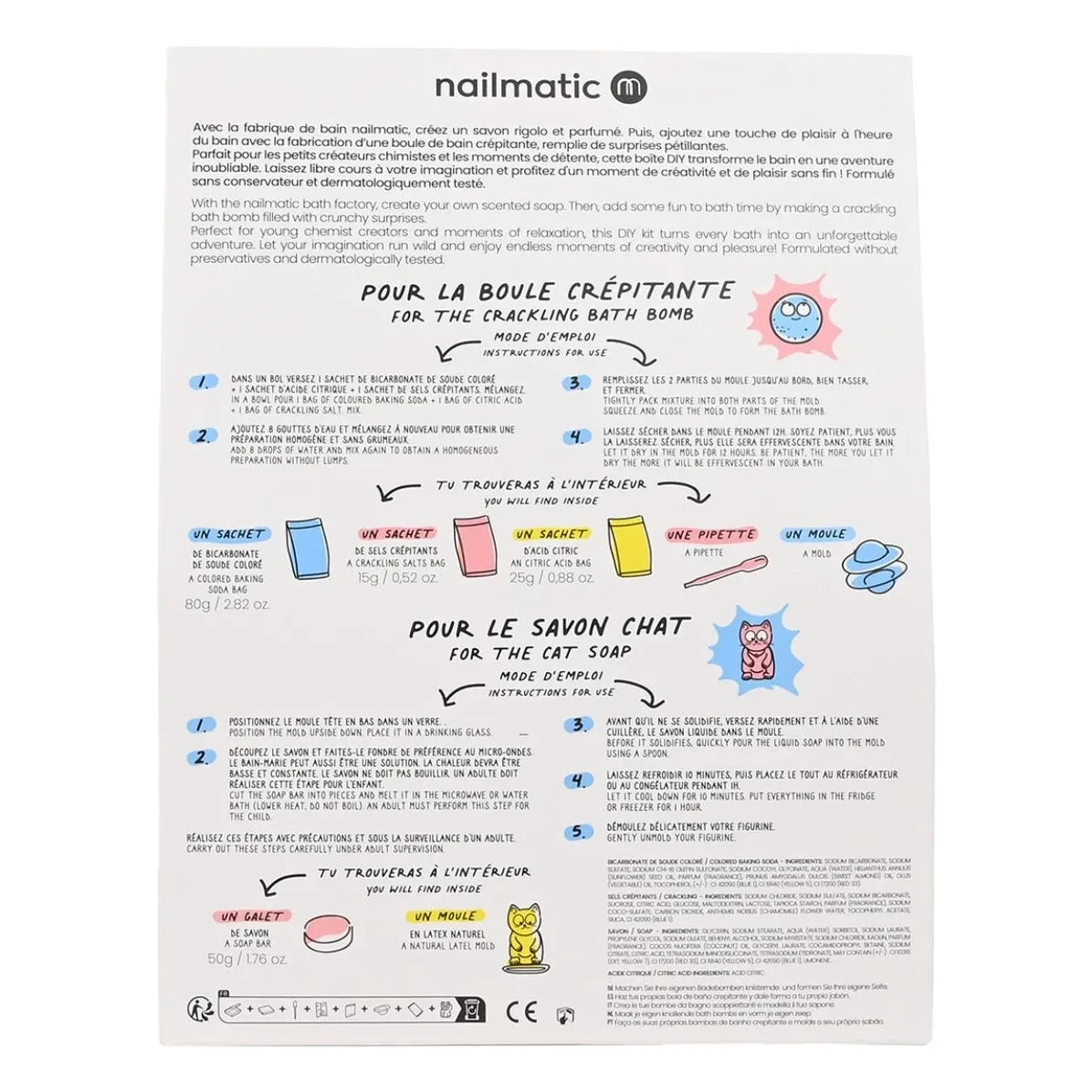 Nailmatic Kids - La Fabrique sabun ve banyo bombası seti - 1 sabun ve 1 bomba | Mavi
