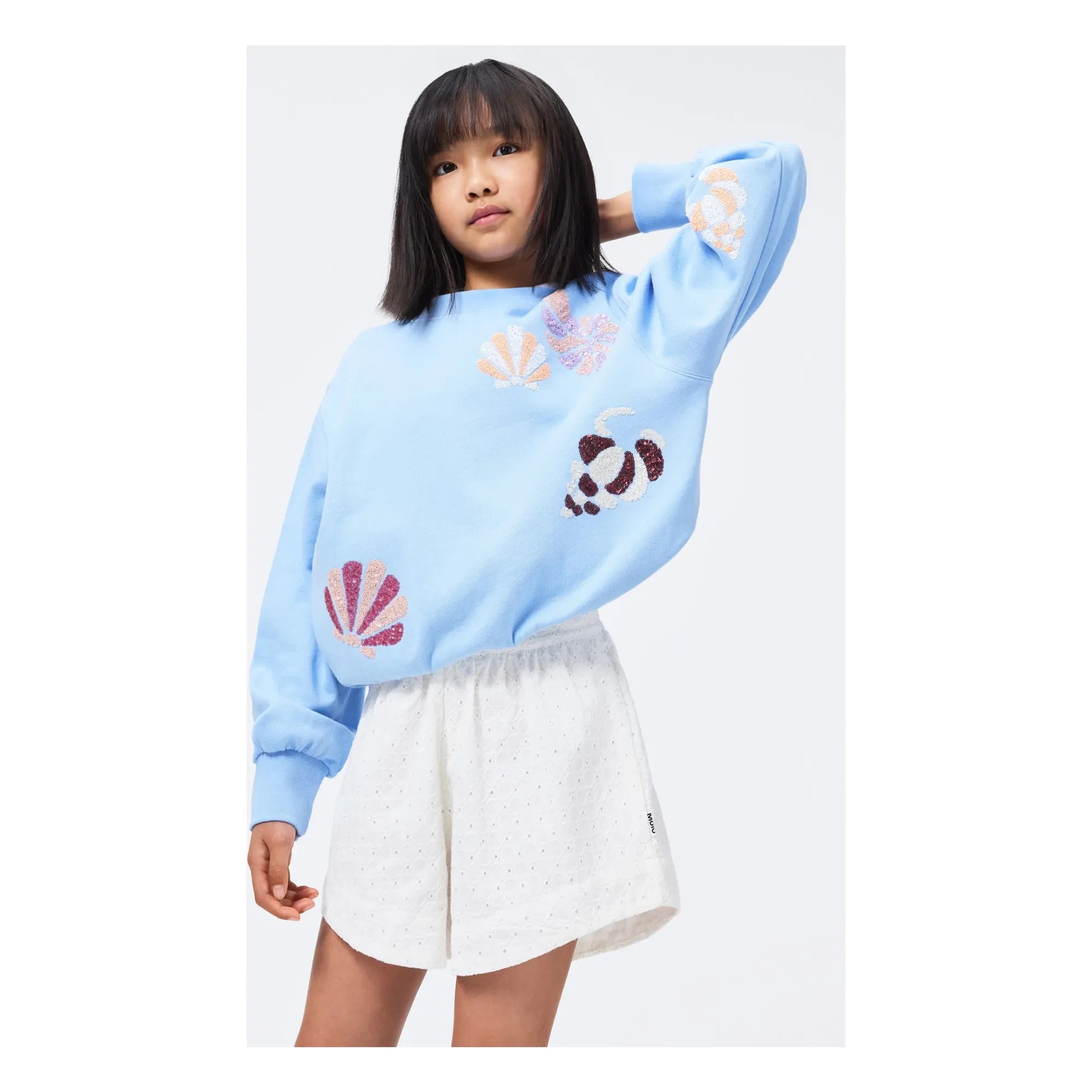 Molo - Organic Cotton Shell Sweatshirt | Light Blue