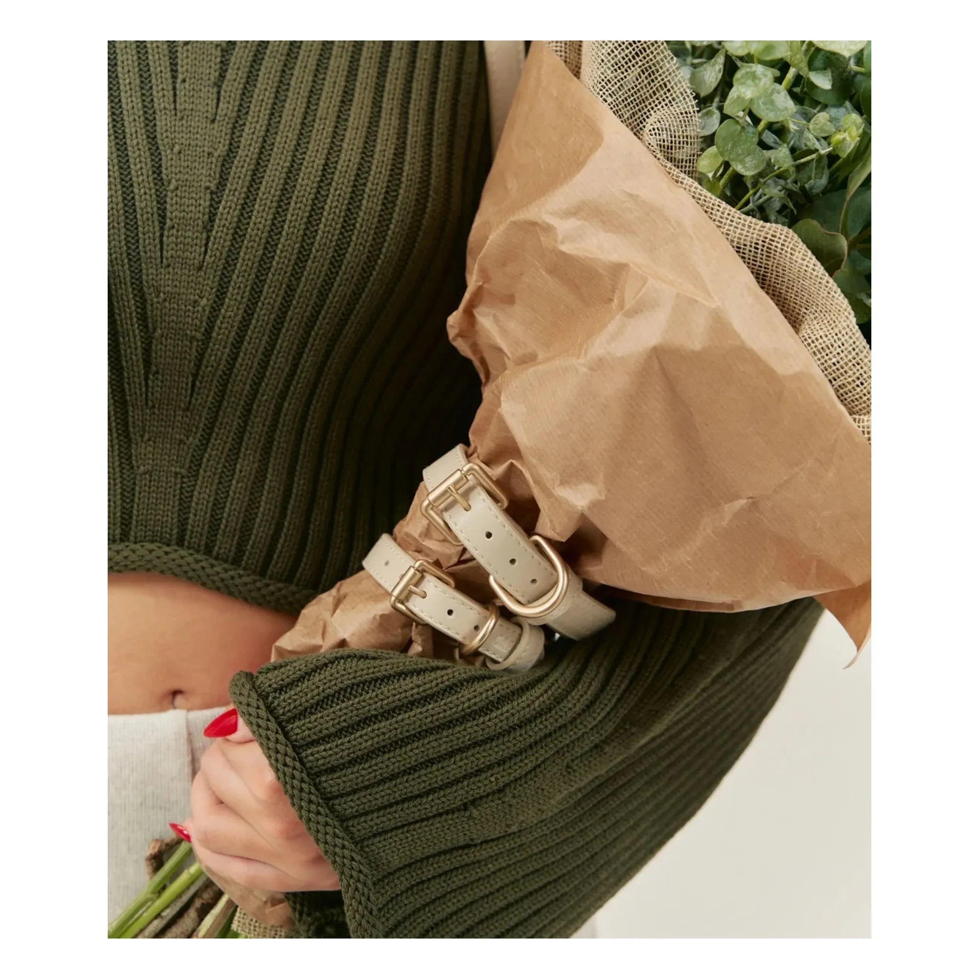 Cafide - Veganes Hundehalsband aus Leder | Beige