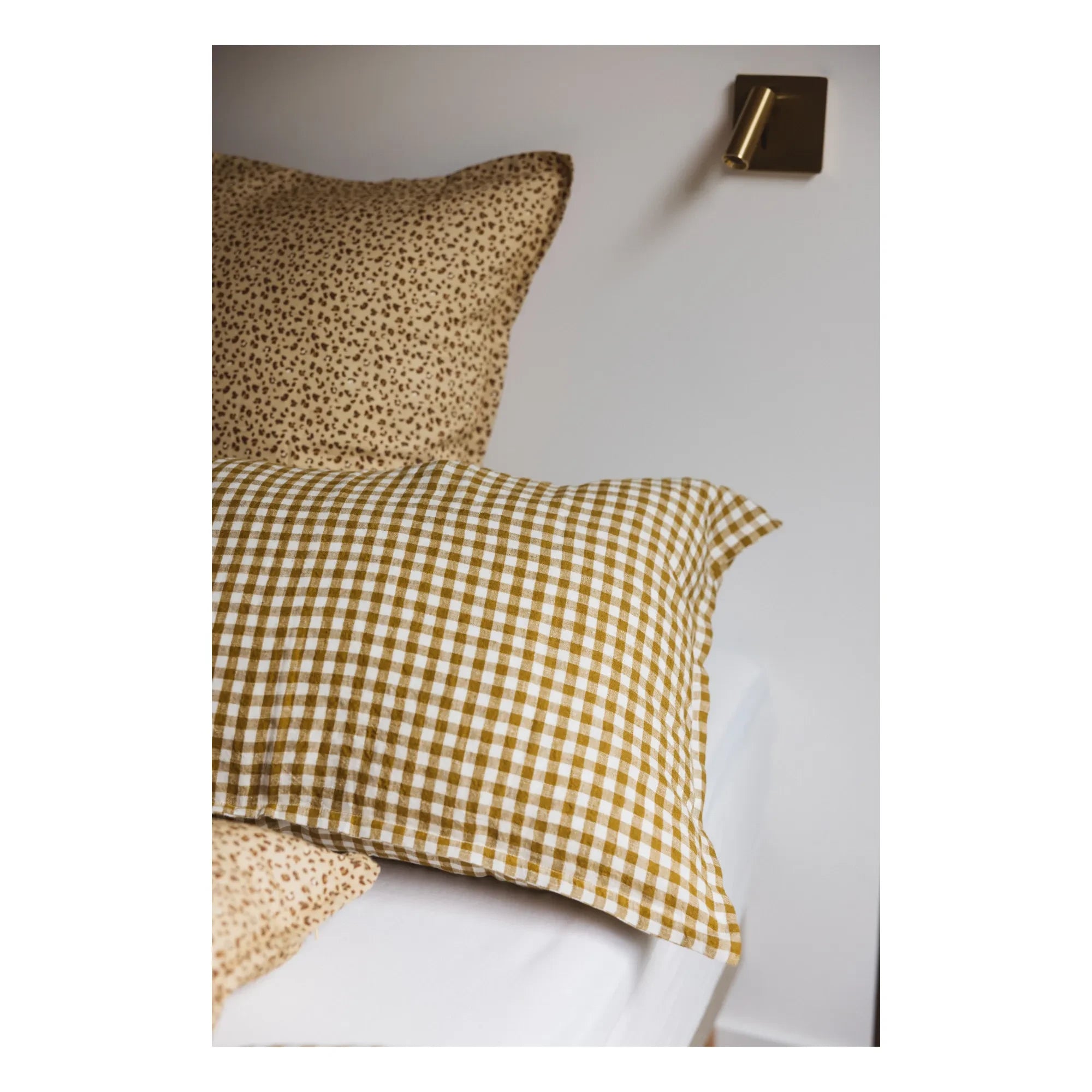 Gabrielle Paris - Gingham Washed Linen Pillowcase | Yellow Curry Color