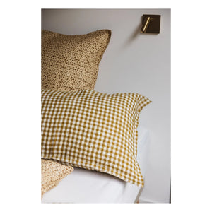 Gabrielle Paris - Gingham Washed Linen Pillowcase | Yellow Curry Color