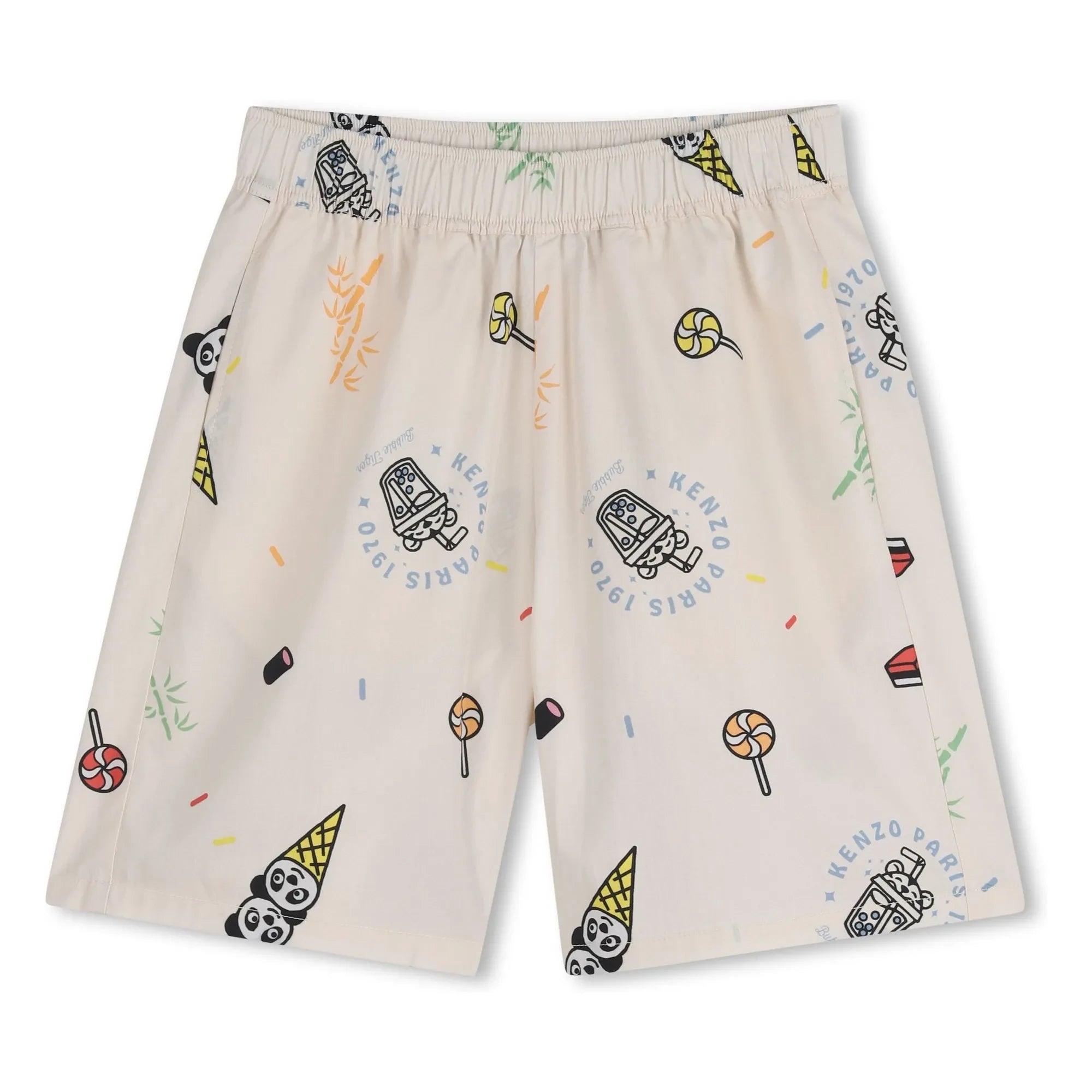 Kenzo - Happy Sweet Panda Bermuda Şort | Ecru