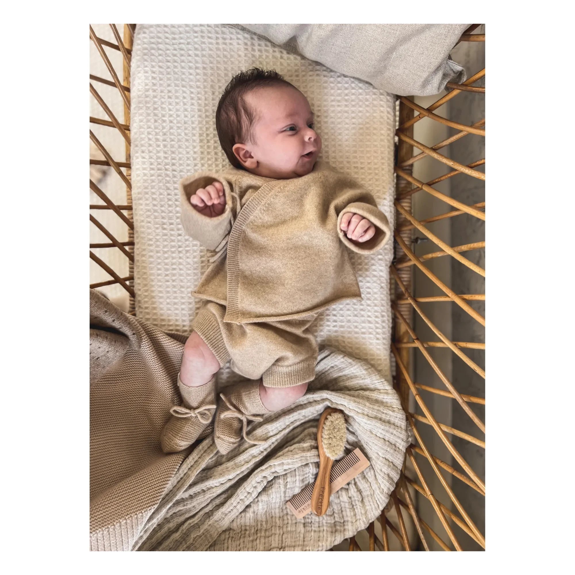 My Little Freckle - Organic Cashmere Bloomer + Wrap Cardigan Set | Beige