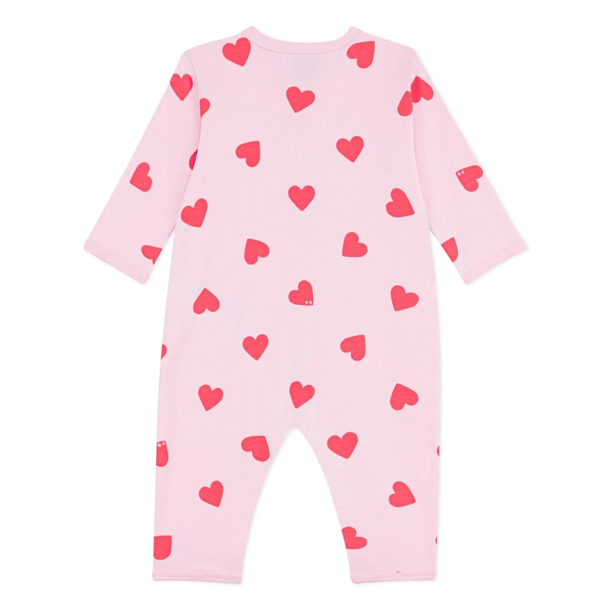 Petit Bateau - Kalp Desenli Ayaksız Pijama | Pembe