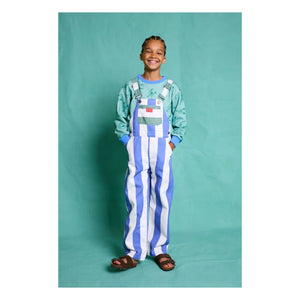 Favorite People - Gestreifter Capri-Overall | Blau