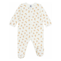 Petit Bateau - Schlaf gut Bio-Baumwoll-Pyjama mit Gepardenmuster | Ecru